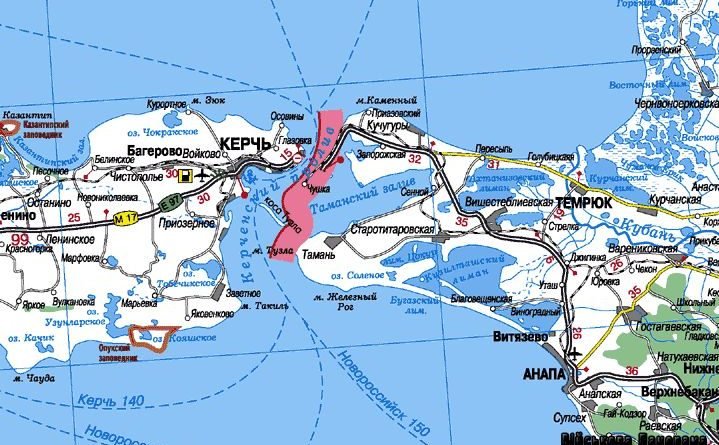 Карта керченский пролив азовское и черное море